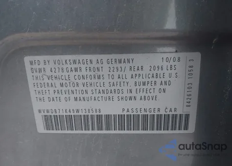 2009 Volkswagen Rabbit S from USA, damaged, VIN WVWDB71K49W138588